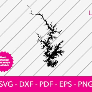 Lake Norman, North Carolina Karte Form SVG geschnitten Datei - PNG - DXF - Cricut - Sommer Vektor Clipart Download - Kommerzielle Lizenz inbegriffen