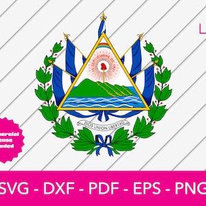 Salwador SVG, Flaga, Herb, Herb, Tarcza, Escudo, Narodowy, Cricut, Sylwetka, Pliki do cięcia, Salwadorski, PNG, Opakowanie na kubek, Logo