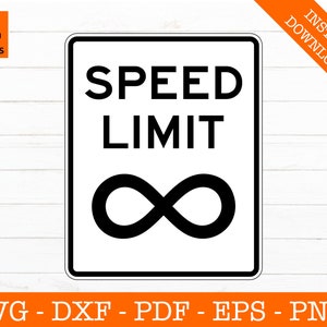 Oneindige snelheidslimiet teken Svg, silhouet schaduw SVG bestand knippen - png - dxf - eps - Cricut - sticker vorm Vector Clipart
