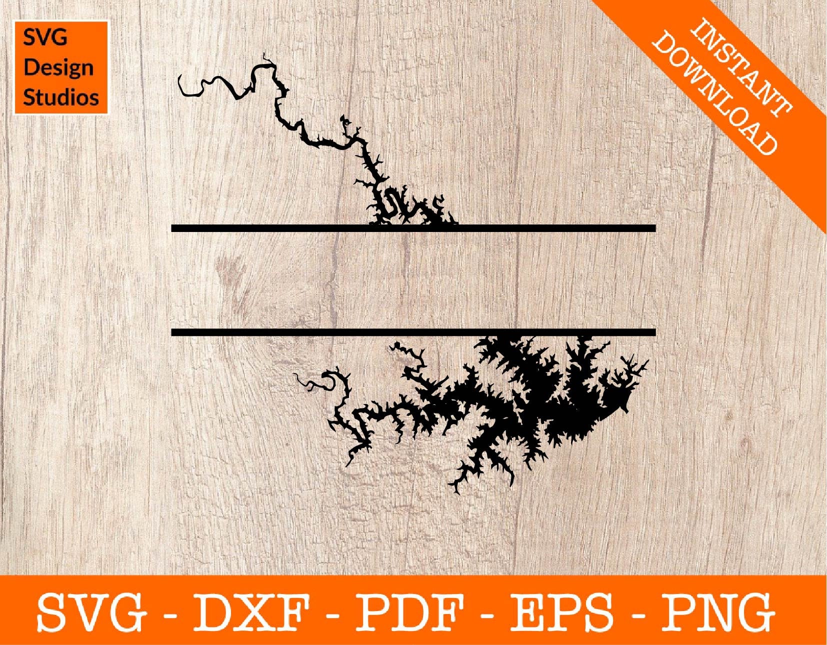 Smith mountain lake map frame svg cut file png dxf etsy