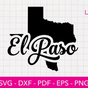 Retro El Paso Svg, El Paso, Texas Silhouette SVG Plik do cięcia - PNG - DXF - Cricut - Clipart wektorowy - Natychmiastowe pobieranie