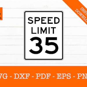 35 MPH snelheidslimiet teken Svg, silhouet schaduw SVG bestand knippen - png - dxf - eps - Cricut - sticker vorm Vector Clipart