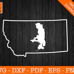 Flathead Lake, Montana SVG, Flathead Lake mit Montana Karte Umriss SVG geschnitten Datei - PNG - DXF - Cricut - Sommer Vektor Clipart Download