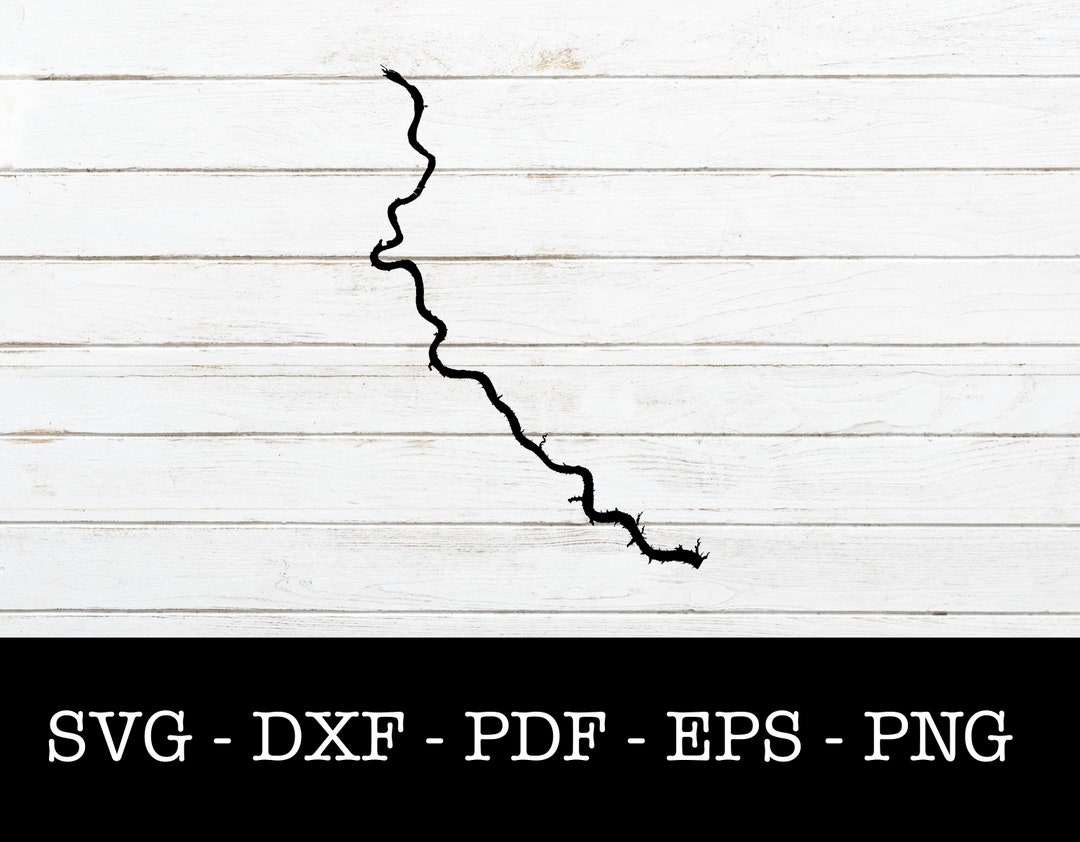 Lake Francis Case, South Dakota Map Shape SVG Cut File PNG DXF Cricut