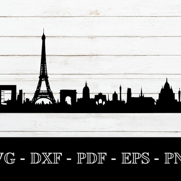 Paris Svg, Paris, France Skyline Cityscape Silhouette Shadow SVG Cut File - PNG - DXF - Cricut - Vector Clipart - Instant Download