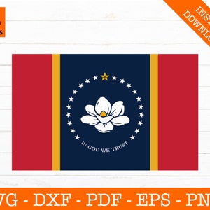 Mississippi Svg, Bandera del Estado de Mississippi Svg- PNG - DXF - Cricut - Clipart - Vinilo Die Cut - Plantilla cortadora