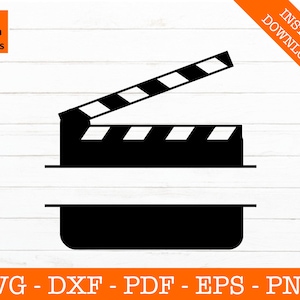 Clapper Svg, Movies Svg, Cinema Svg, Director Svg, Frame, Clapper Board Silhouette Cut File - PNG - DXF - Cricut Decal Shape Vector Clipart