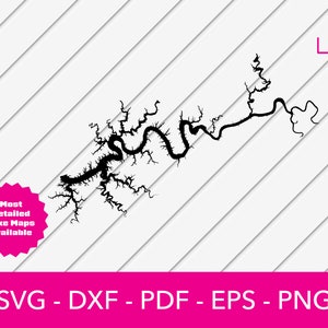 Lake Cumberland Kentucky Karte SVG geschnitten Datei - PNG - DXF - Cricut - Sommer Vektor Clipart - kommerzielle Lizenz enthalten