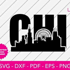 Chicago Svg, Chicago, Illinois Skyline Cityscape Silhouette Chitown SVG Cut File - PNG - DXF - Cricut - Vector Clipart - Instant Download