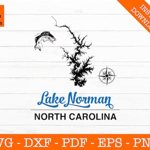 Normannensee SVG, Normannensee, North Carolina Dxf, Karte SVG geschnitten Datei - png, dxf, eps, pdf - Cricut - Sommer Vektor Clipart