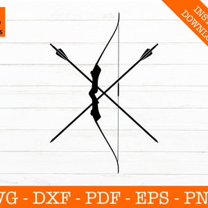 Bogen, Bogen, Bogenschießen, Bogen und Pfeil, Recurve, Bogenschießen, Bogenschießen, Jagd, Silhouette geschnitten Datei - PNG - DXF - Cricut - Vektor Clipart