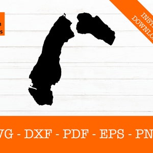 Grand Lake - Schatten Bergsee, Colorado Karte Form SVG Datei - PNG - DXF - Cricut - Sommer Vektor Clipart
