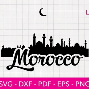 Marokko reisinspiratie: Marrakesh Skyline Vector Art - SVG, PNG, dxf en Cricut-Ready digitale downloads voor Crafting & DIY-projecten