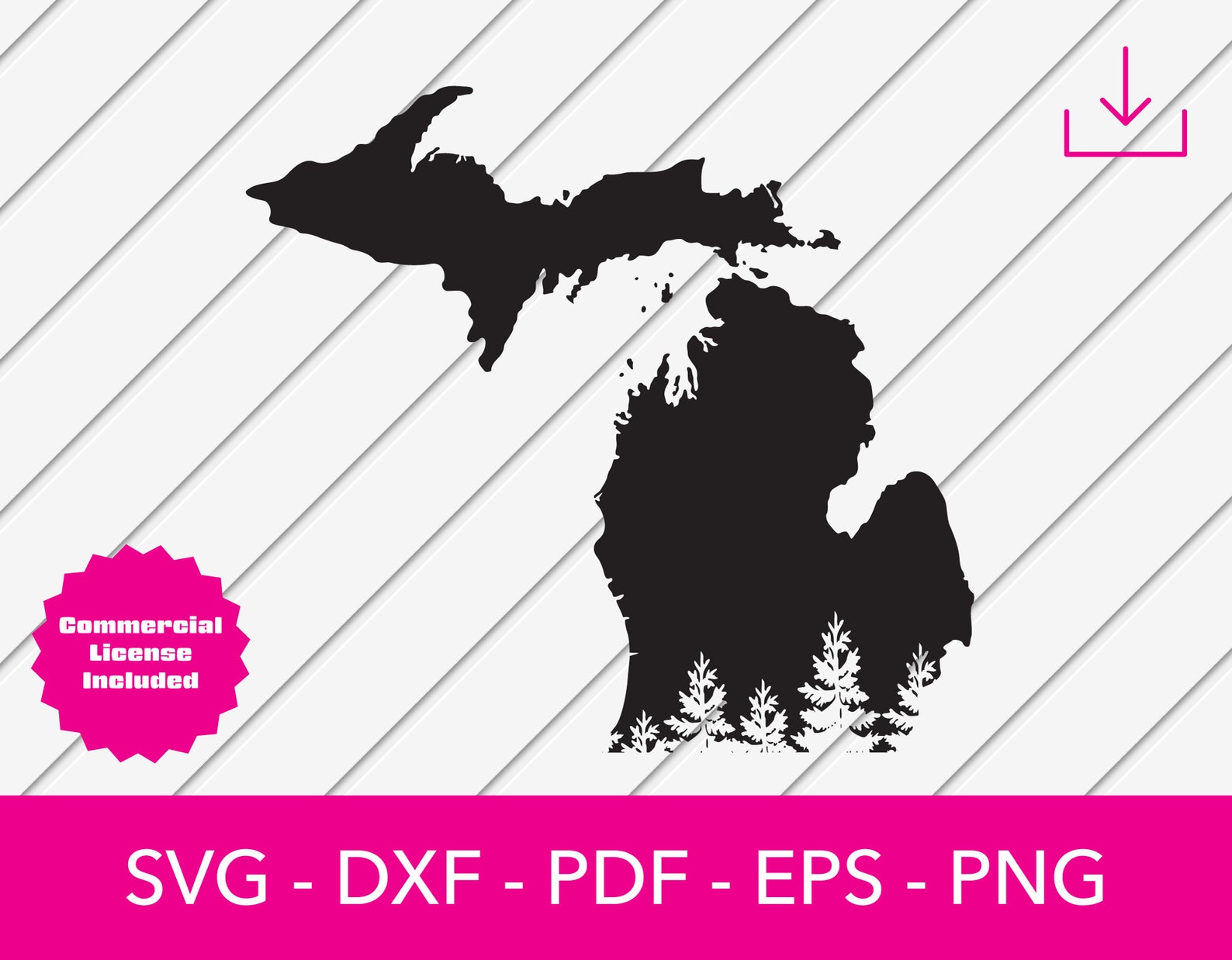 Michigan With Trees Svg Forest Svg Michigan State Svg - Etsy