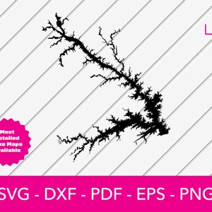 Strom Thurmond Lake, Georgia Karte Form SVG geschnitten Datei - PNG - DXF - Cricut - Sommer Vektor Clipart - kommerzielle Lizenz enthalten