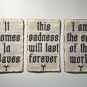 Vintage Bible Gothic Art Pages | "It Comes In Waves" "This sadness will last forever" "I am the end of the world"