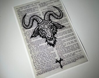 Vintage bijbelse gotische kunstafdrukken | Baphomet
