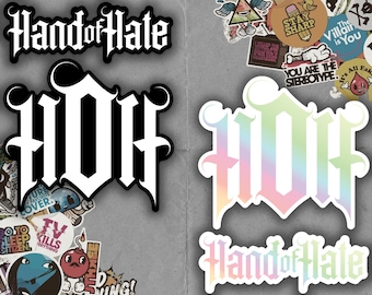 Holografische gotische stickers | "Hand van haat" "HOH"
