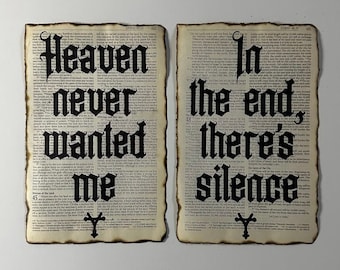 Vintage Bible Gothic Art Pages | "Heaven never wanted me" "In the end, there's silence"