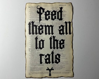 Vintage Bijbel gotische kunstpagina's | "Voer ze allemaal aan de ratten"