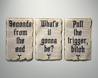 Bijbelpaginakunst verbrande rand | Gothic quote print, handgemaakt