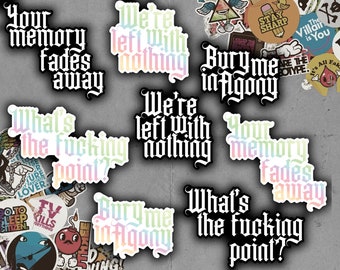 Holografische gotische quotestickers | Emo gestanste stickers