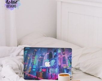 Anime neon cityscape art laptop case MacBook 13 Pro M2 MacBook 2021 case MacBook Air M1 A1990 Anime macbook 13 cityscape art A2442