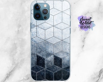 Blue Gradient Cubic Pattern iPhone Case