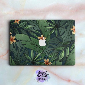 Cartoon style tropical leaves art laptop case MacBook 2022 case MacBook Air M2 A2159 MacBook A2338 M2 tropical leaves tropics A2141 case