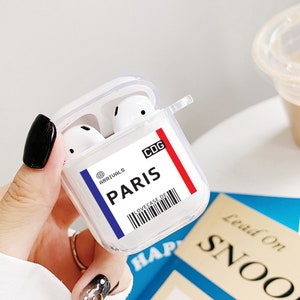 Paris flying ticket AirPods case ticket Apple Airpod Charles de Gaulle flight Cute Airpods Paris Love gift flying ticket AIRPOD