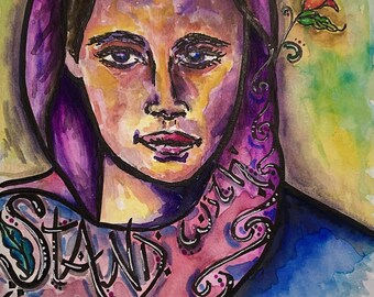 Stand with Her – Watercolor Mixed Media Giclée Print | Proceeds Support UNICEF Afghanistan