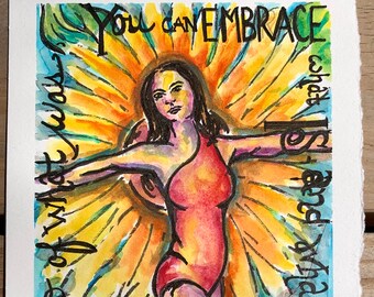 Embrace What Is and What Can Be – Hand Lettered Sunflower & Map Painting