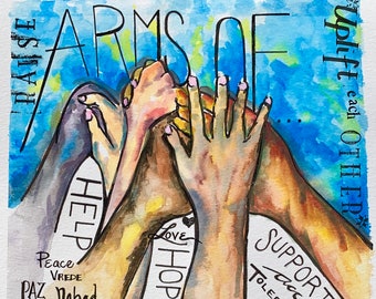 Uplift Each Other– Original Diversity and Unity Art in Gouache