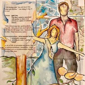 Einheit- Original Mixed Media Aquarellmalerei
