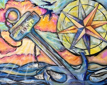 Follow Your Heart Home Art Print – Watercolor Mixed Media Giclée Wall Art