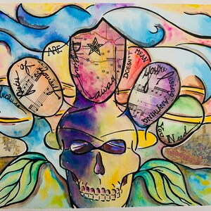 Tout ce dont vous avez besoin - Peinture à l’aquarelle originale en techniques mixtes