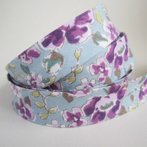 18mm pretty floral bias binding grey pink shabby chic country cottage flowers