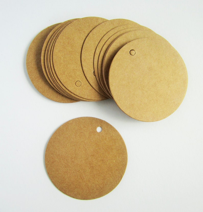 50mm 2 inches round circle brown recycled kraft parcel tags