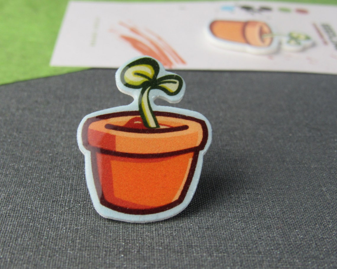 Gardening Pins Seedling Gardener Pin Plant Pins Cute Etsy