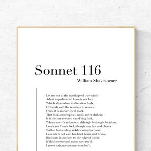 Sonetto 116 di William Shakespeare - Poster stampabile di poesia, download immediato, oggettistica per la casa, arte murale digitale, stampa moderna, poster design