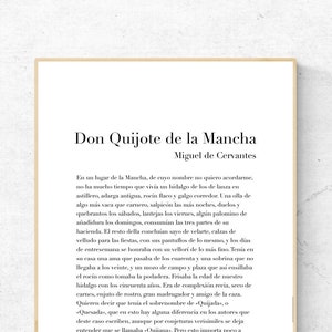 Don Quijote de la Mancha by Miguel de Cervantes - First Page - Book Printable Poster, Literature Instant Download, Literary Home Decor