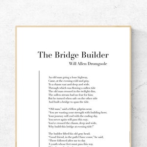 The Bridge Builder di Will Allen Dromgoole - Poesia Poster stampabile, Letteratura Download istantaneo Decorazioni letterarie per la casa, Poesia Arte murale digitale