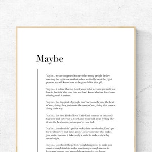 Maybe Love Wedding Vows - Speech Printable Poster, Romantic Instant Download, Couples Home Decor, Poem Digital Wall Art