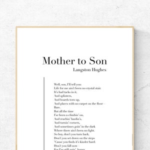 Mother to Son by Langston Hughes - Poetry Printable Poster, Instant Download, Digital Wall Art, Modern Print, Poster Design