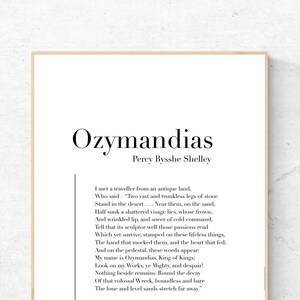 Ozymandias autorstwa Percy'ego Bysshe Shelleya - Poezja Plakat do druku, Natychmiastowe pobieranie, Wystrój domu, Cyfrowa sztuka ścienna, Nowoczesny wydruk, Projekt plakatu