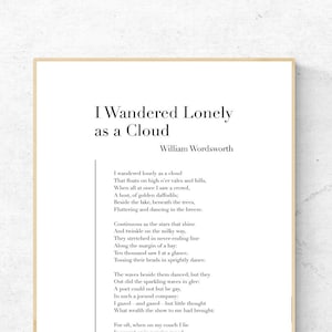 I Wandered Lonely as a Cloud by William Wordsworth - Poetry Printable Poster, Instant Download, Home Decor, Digital Wall Art