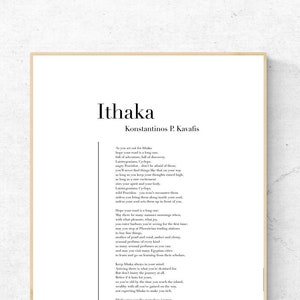 Ithaka por Konstantinos P. Kavafis - Póster imprimible de poesía, Descarga instantánea de literatura, Decoración literaria del hogar, Poema Digital Wall Art