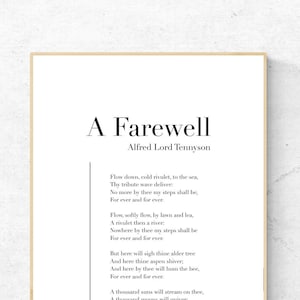 A Farewell par Alfred Lord Tennyson - impression d'art poésie, art mural littérature, impression physique poème, aucun cadre inclus