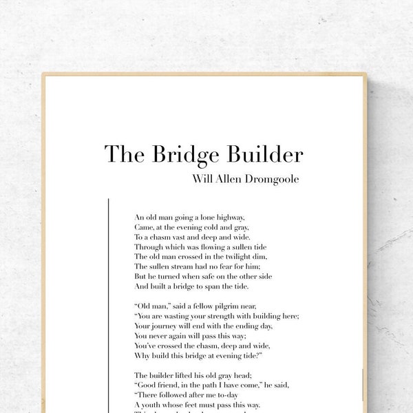 The Poem " the Bridge Builder " Etsy Australia