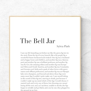 The Bell Jar von Sylvia Plath - Buch Kunstdruck, Literatur Wandkunst, physischer Druck, moderne Wohnkultur, kein Rahmen enthalten